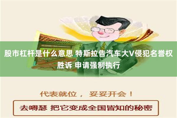 股市杠杆是什么意思 特斯拉告汽车大V侵犯名誉权胜诉 申请强制执行